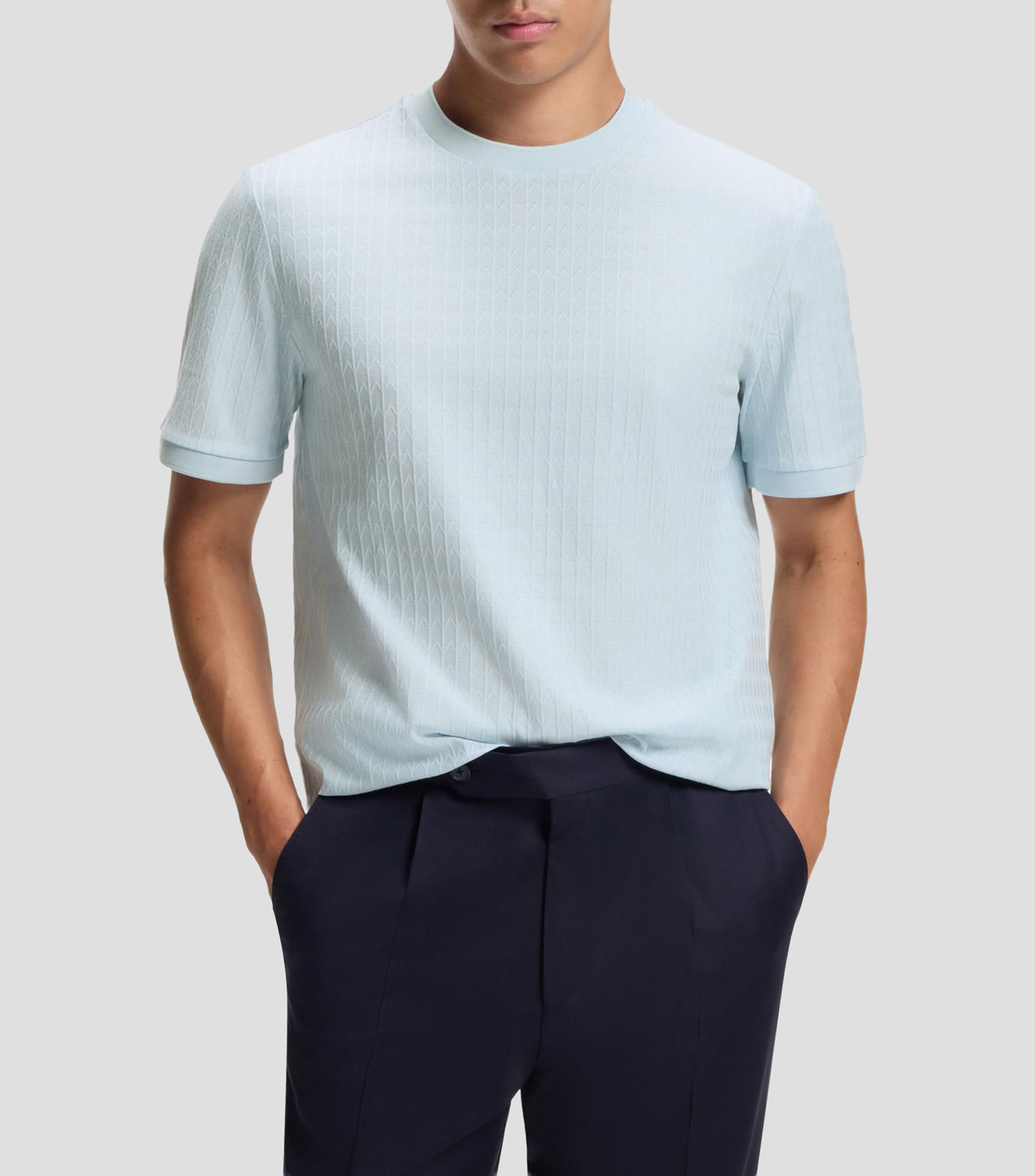 Playera de algodón con jacquard geométrico Hombre
